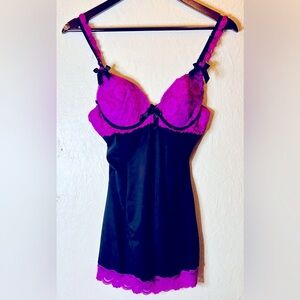 Native Intimates Lace Trimmed Magenta Purple and Black Lingerie Size Med NWOT